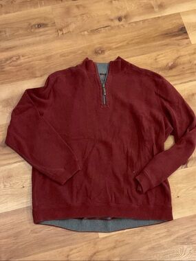 Men's Half-Zip Sweater -reversible burgundy and gray